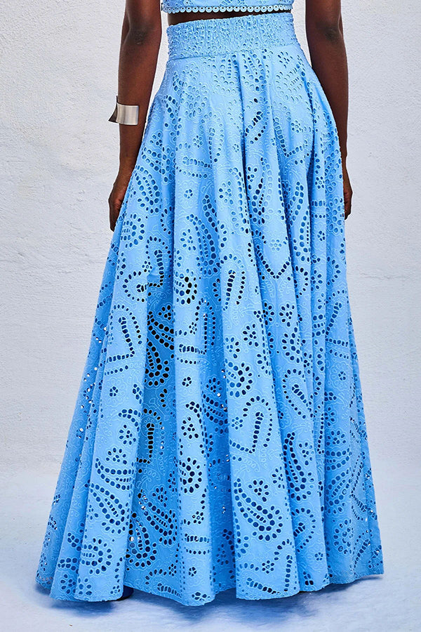 Larissa™ Geborduurde Top & Hoge Taille Maxi Rok Set