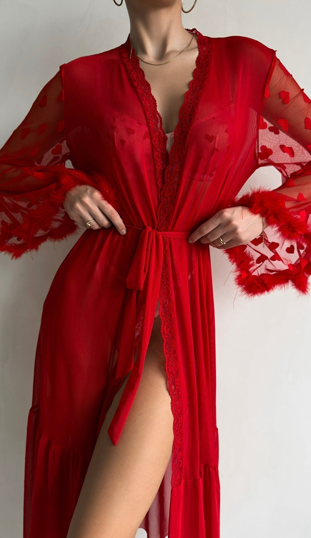 Keira™ | Transparante Kanten Kimono Ochtendjas