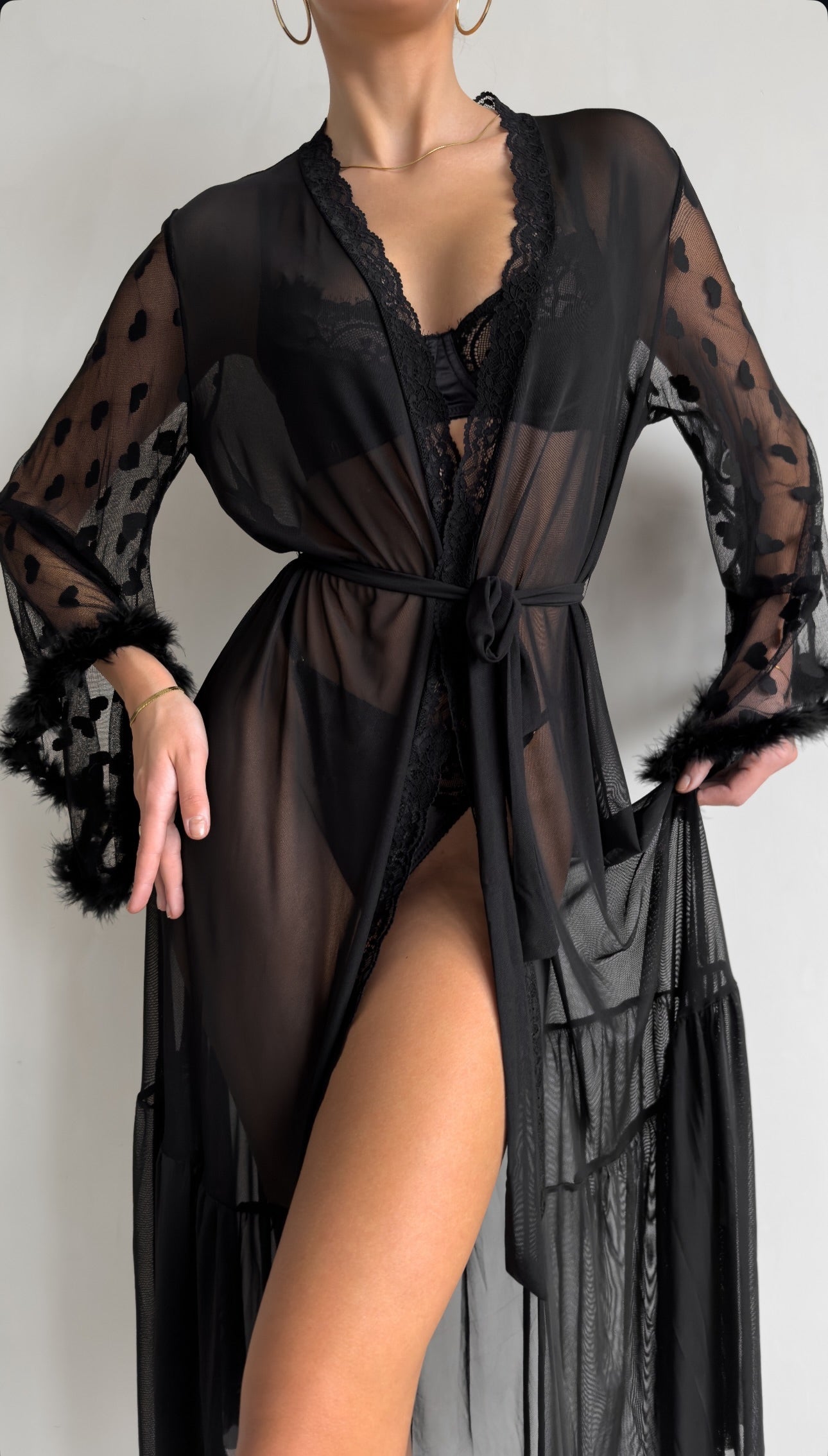 Keira™ | Transparante Kanten Kimono Ochtendjas