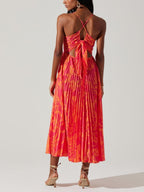 Heather | Coastal Chic Elegante Bloemenprint Plissé Midi Jurk Collectie