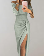 Lina - Geplooide Jurk Met Tailleband Voor Een Slank Silhouet
