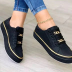 Dames Sneakers Met Gouden Accent Elegant