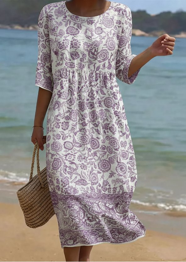 Lavendel | Elegante Bloemenpatroon Jurk
