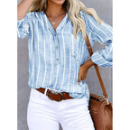 Ravina - Gestreepte Blouse Met Modieuze Kraag