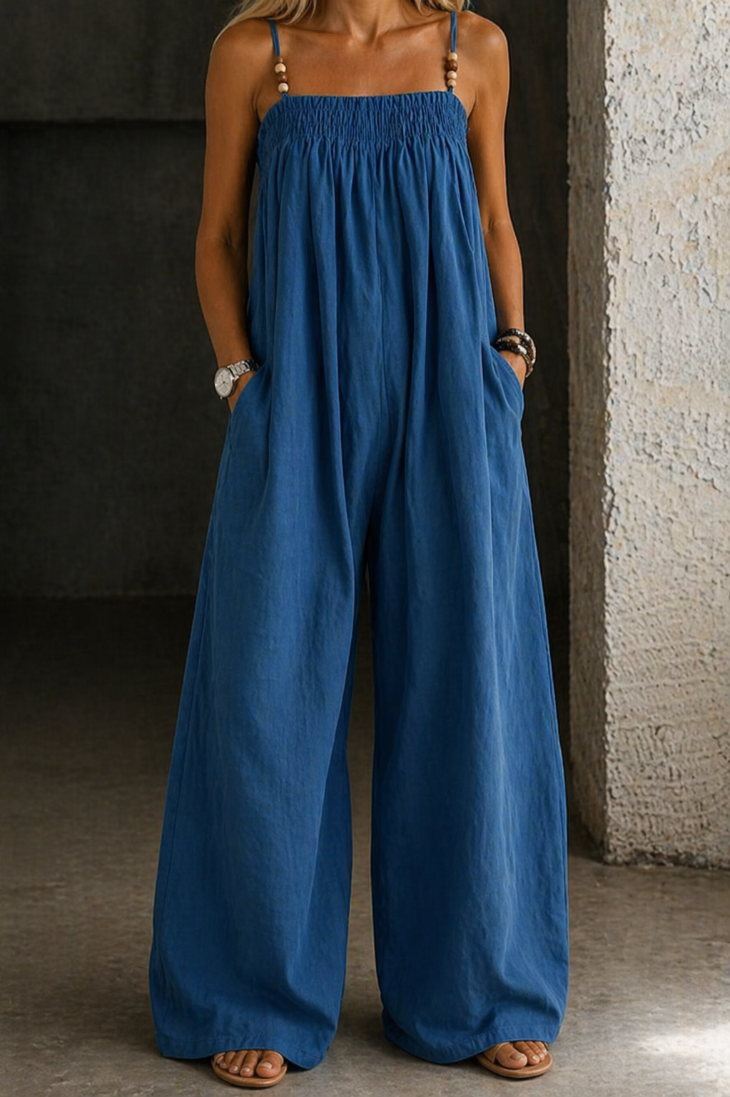 Madison | Denim Wijde-Pijpen Jumpsuit