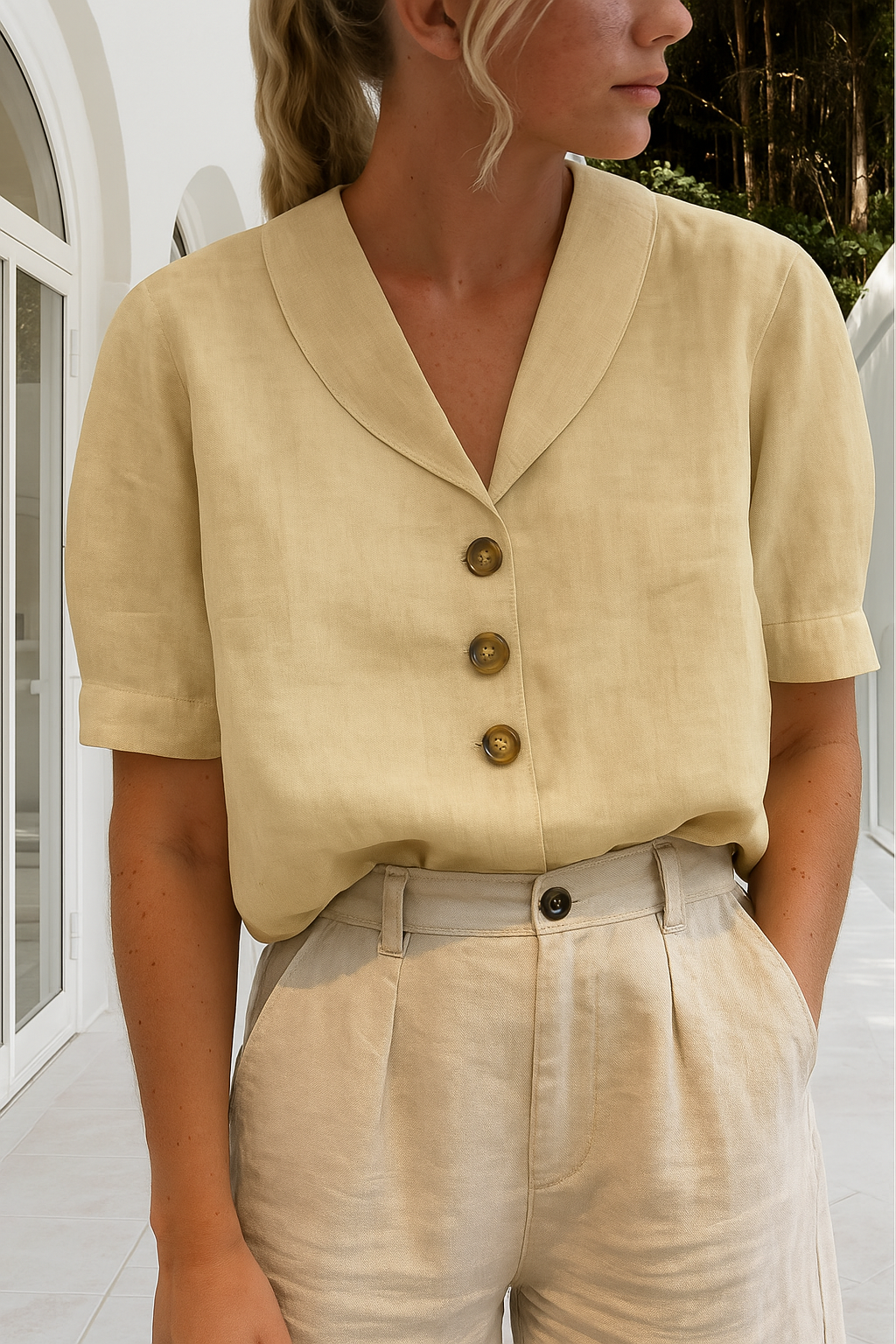 Celyra | Trendy blouse van katoen en linnen voor vrouwen