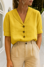 Celyra | Trendy blouse van katoen en linnen voor vrouwen