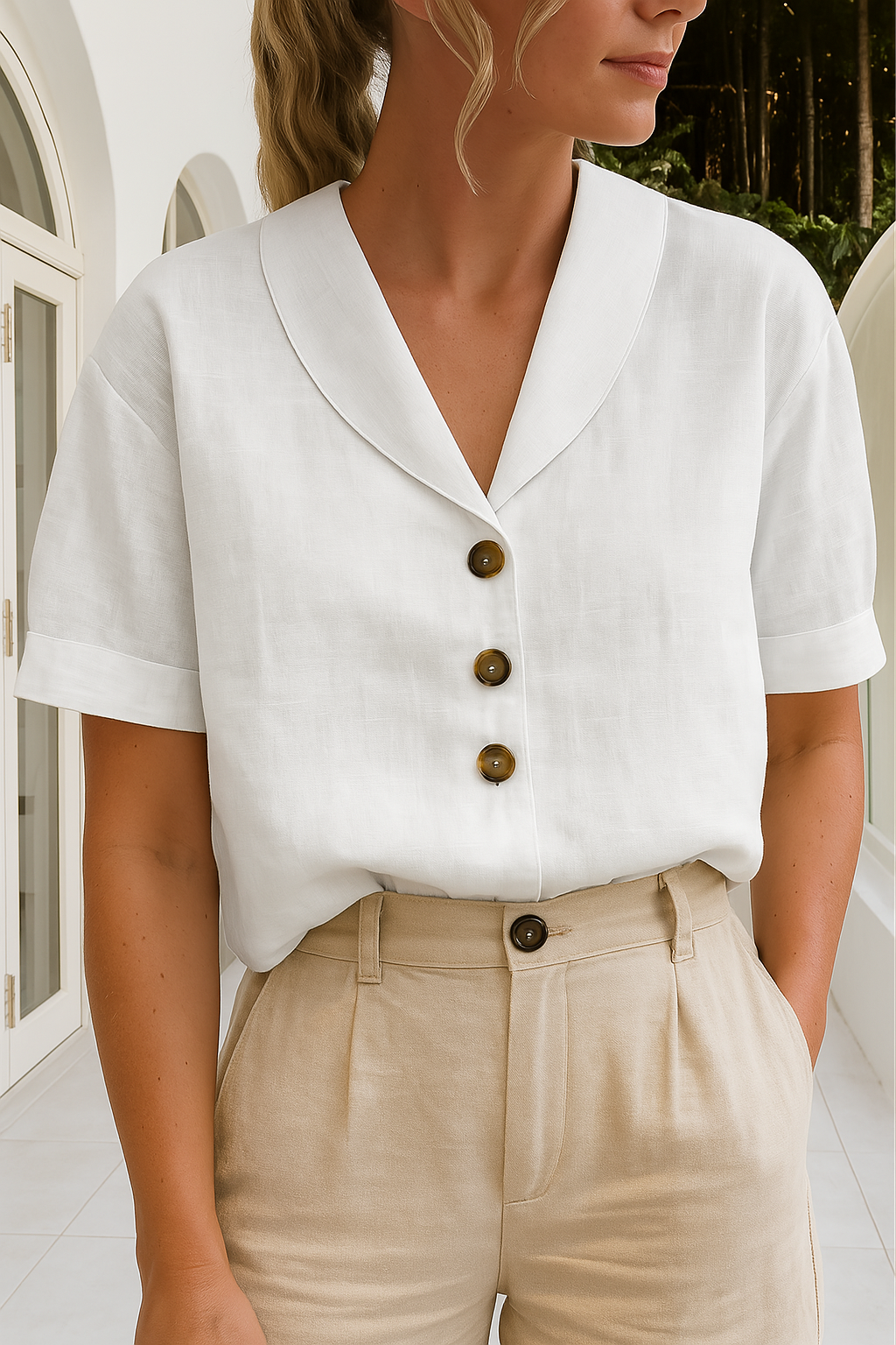 Celyra | Trendy blouse van katoen en linnen voor vrouwen