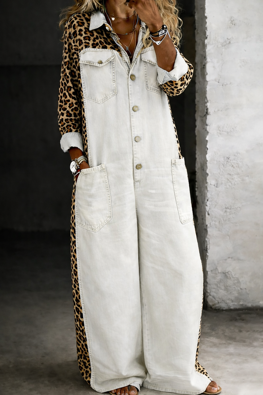 Amanda | One Piece Denim Shirt Jumpsuit