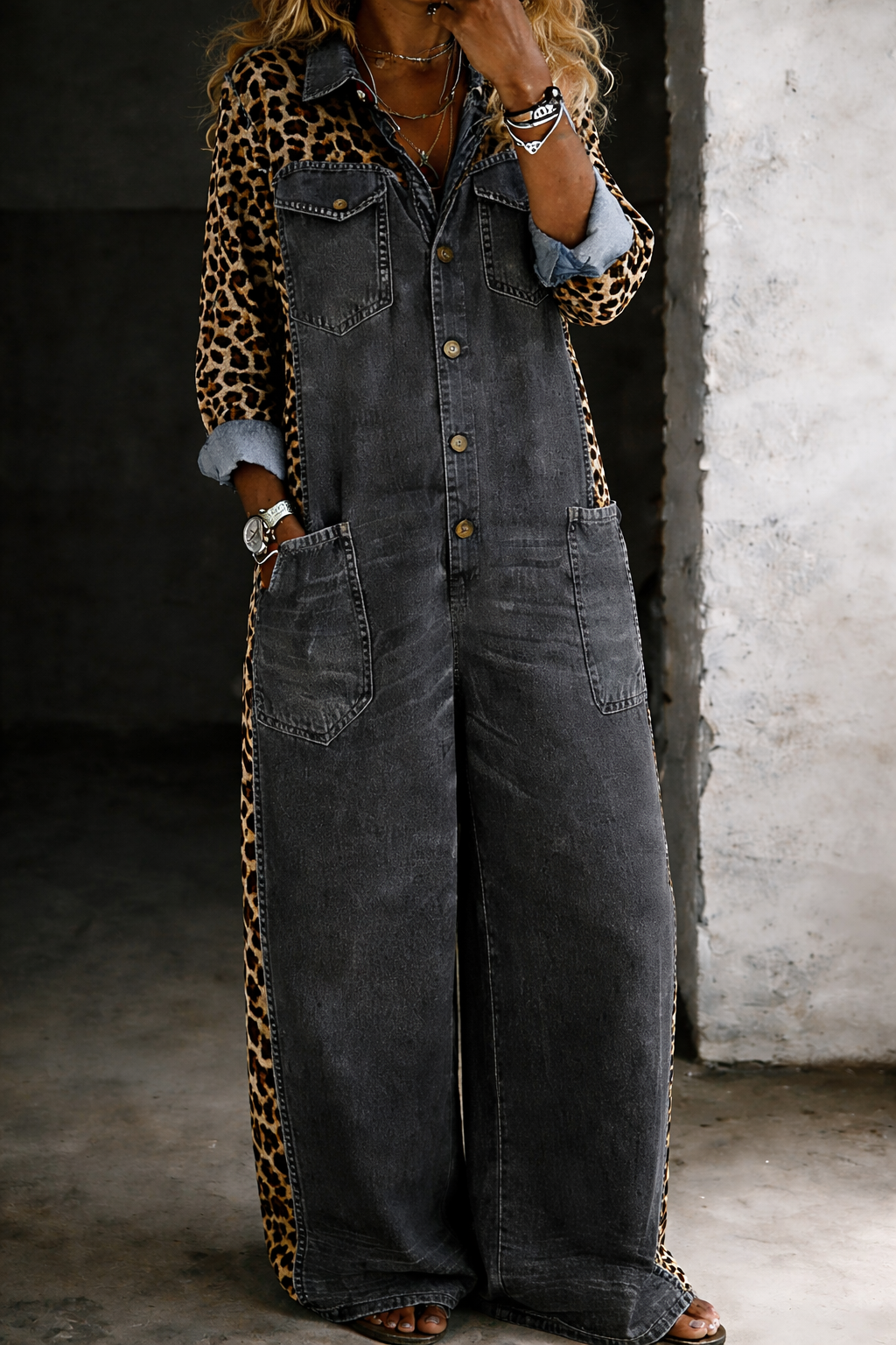 Amanda | One Piece Denim Shirt Jumpsuit