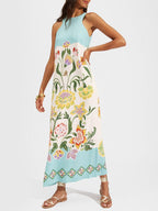 Ava | Resort Sunshine Bloemenprint Mouwloze Midi Jurk