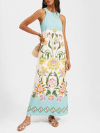 Ava | Resort Sunshine Bloemenprint Mouwloze Midi Jurk