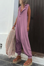 Luna - Effen Mouwloze Jumpsuit Met Capuchon En Relaxte Pasvorm