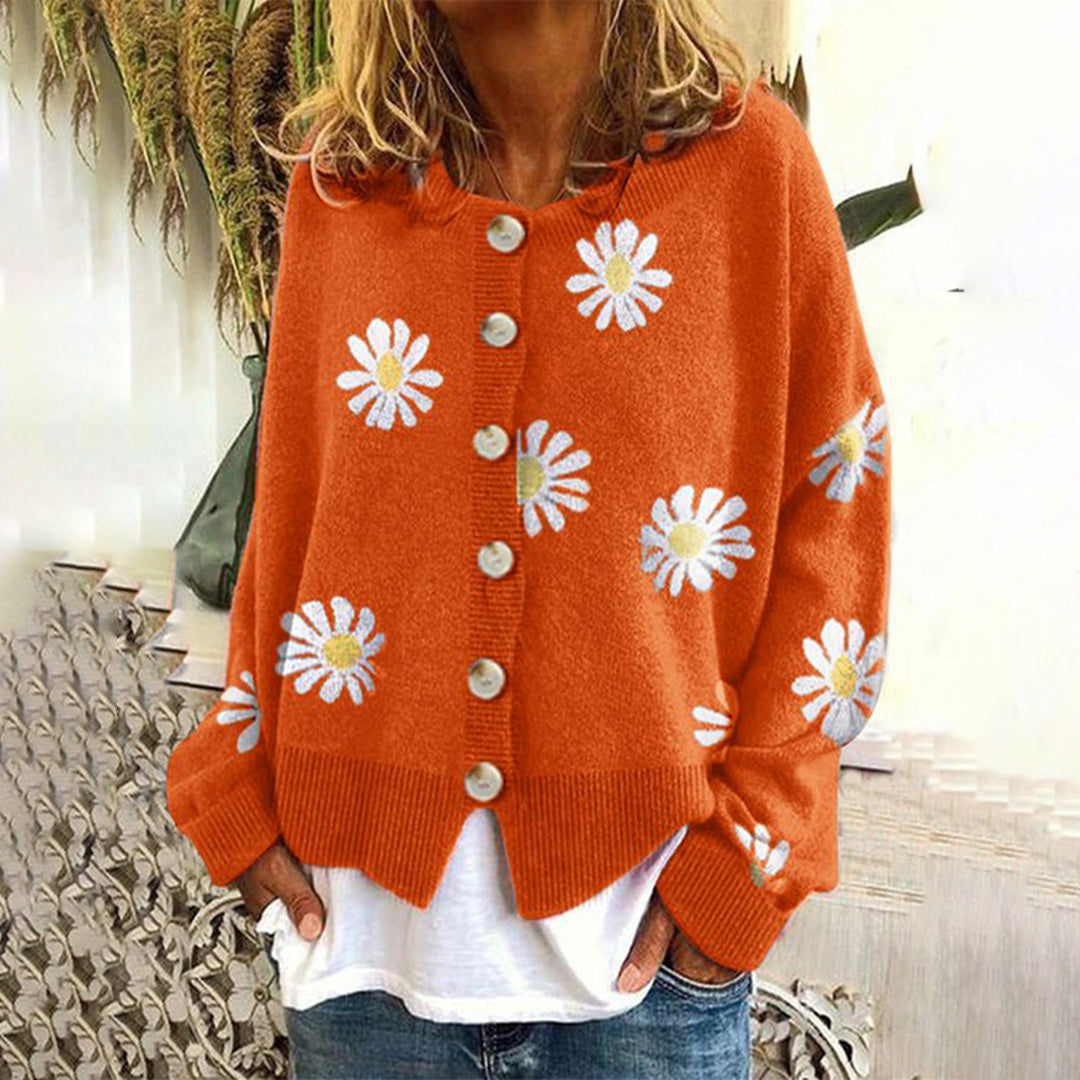 Dames Wollen Vest Bloemenmotief Elegant Gebreid