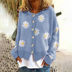 Dames Wollen Vest Bloemenmotief Elegant Gebreid
