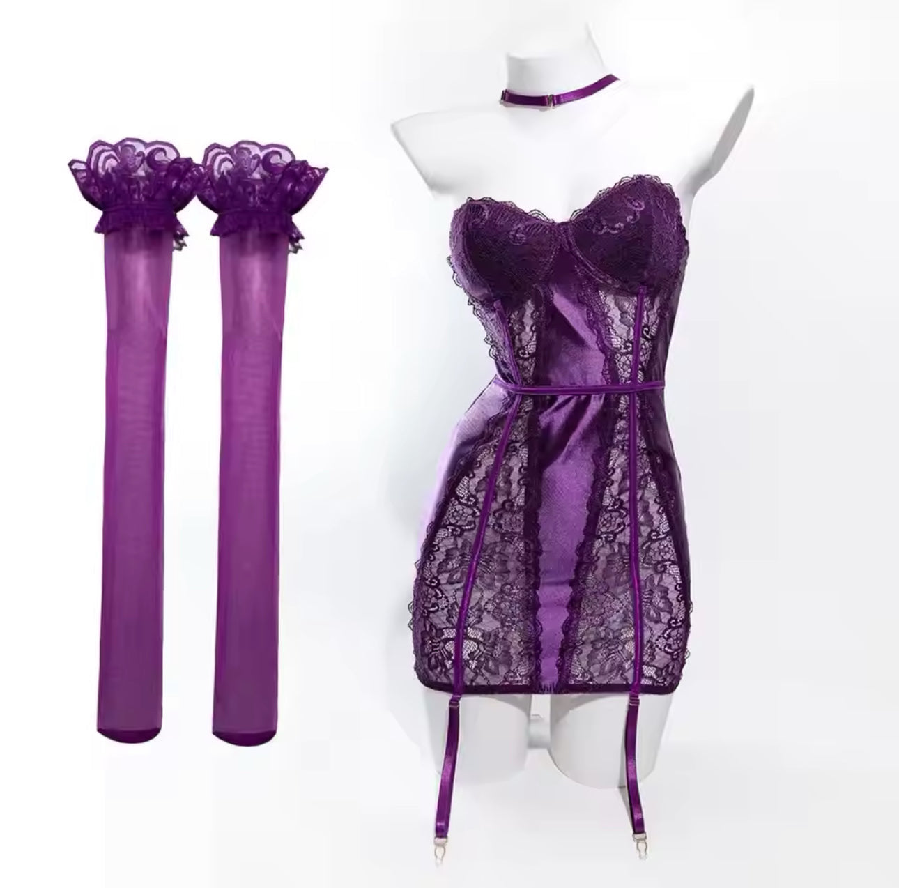 Megan™ | Satijnen Babydoll Lingerie met Kant