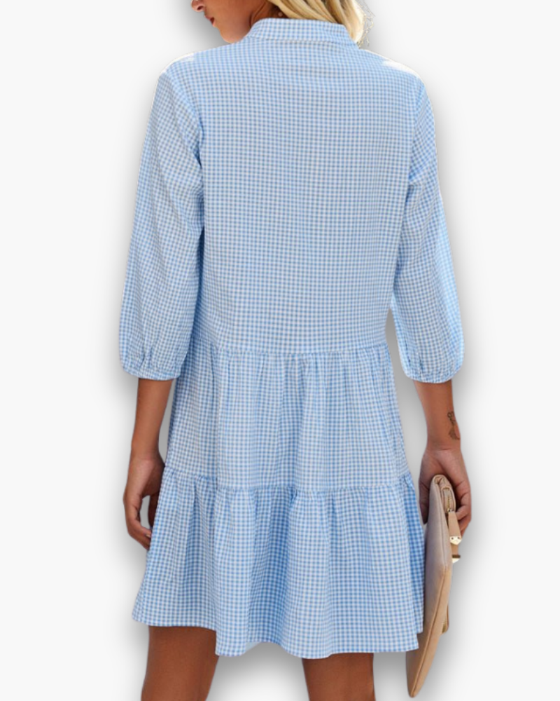 Elegante Geruite Jurk Voor Dames | Midi