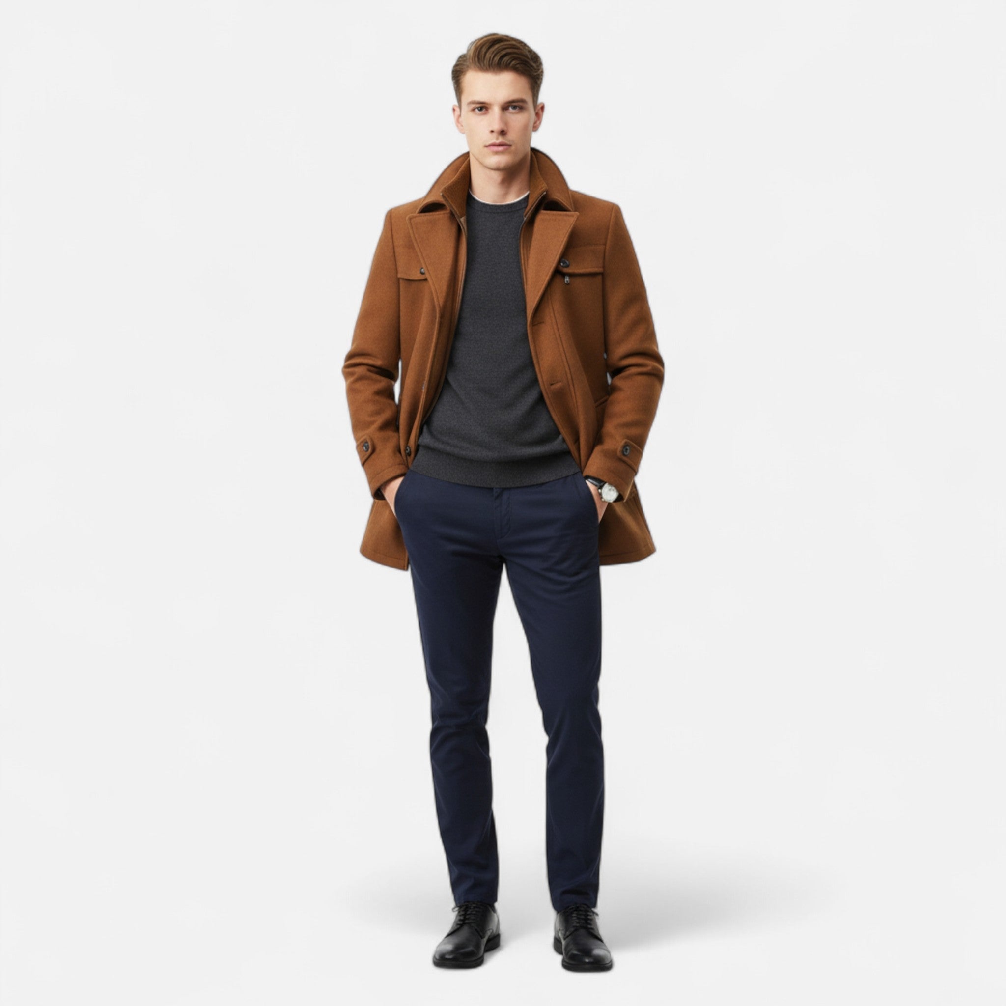 Nathan - Trenchcoat Wol Rits Heren