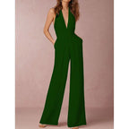 Velavie - Stijlvolle Jumpsuit Met Wijde Pijpen En V-Halslijn