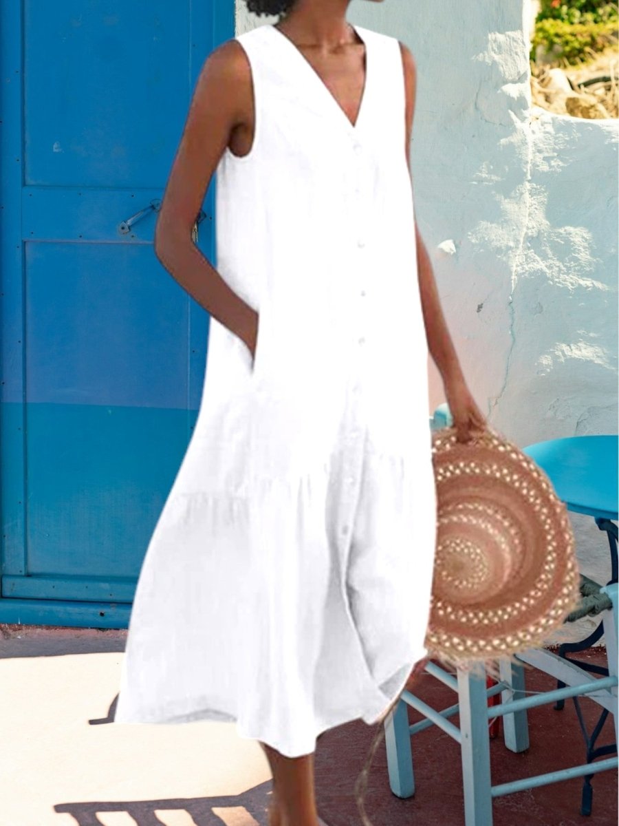Marion - Comfortabele Linnen Maxi Jurk