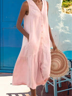 Marion - Comfortabele Linnen Maxi Jurk
