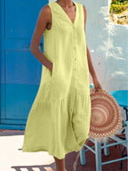 Marion - Comfortabele Linnen Maxi Jurk