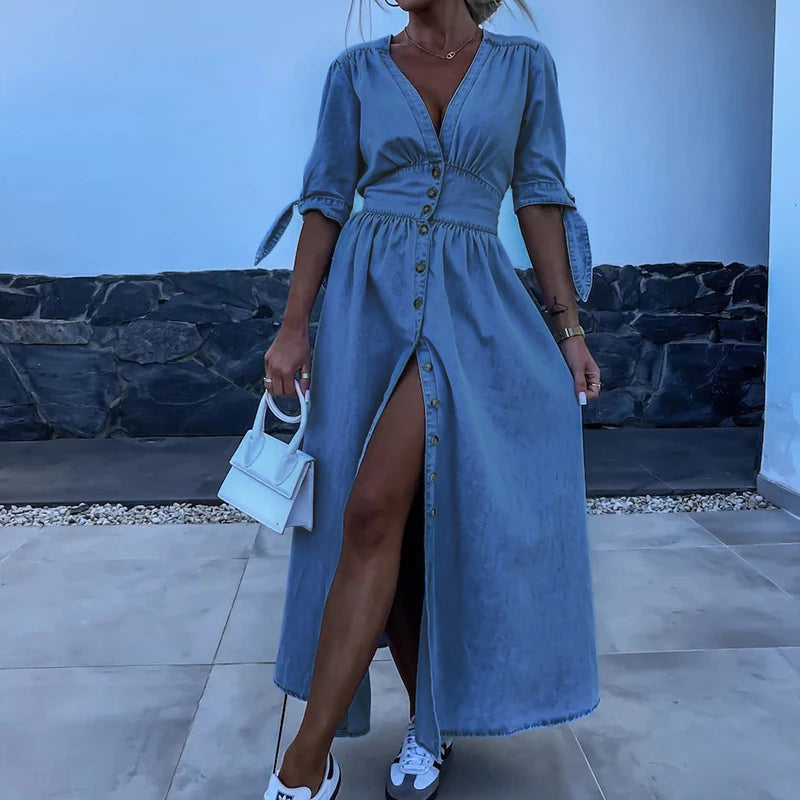 Noor – Stijlvolle Denim Jurk Met Een Tijdloze Uitstraling