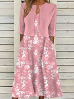 Linda - Elegante Bloemen Midi Jurk