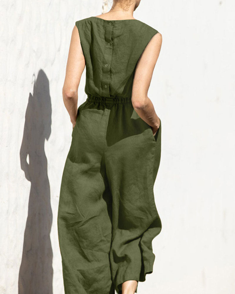 Norah - Mouwloze Jumpsuit Met Wijde Pijpen En Trendy Design