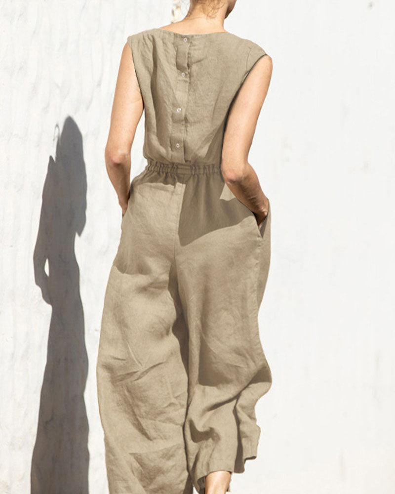Norah - Mouwloze Jumpsuit Met Wijde Pijpen En Trendy Design