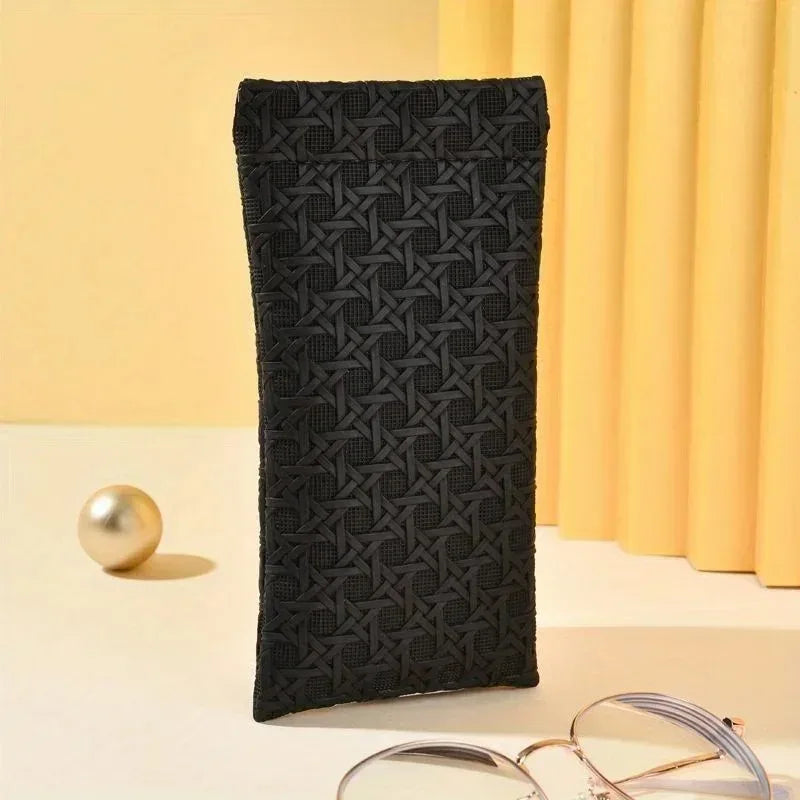 Portable Squeeze Top Sunglass Case - Leather Soft Sunglasses Case Easy To Use Eyeglasses Case Pouch