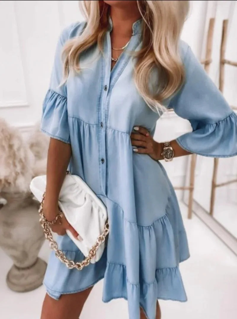 Bianca - Stijlvolle Denim Zomerjurk