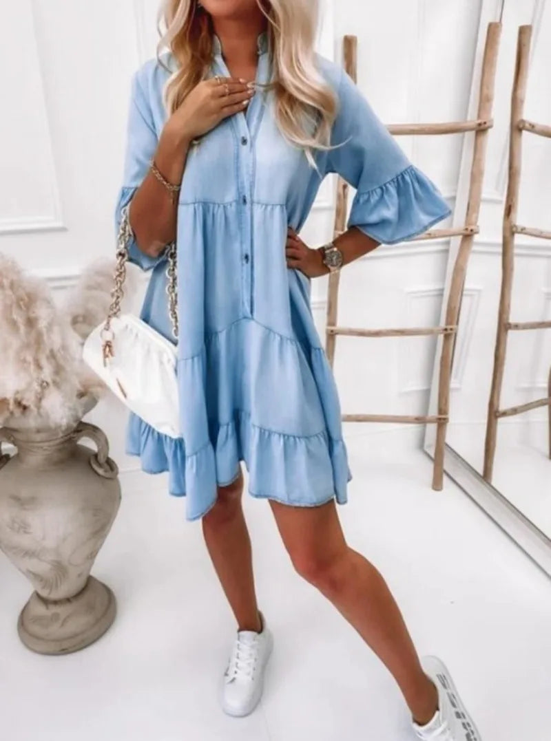 Bianca - Stijlvolle Denim Zomerjurk