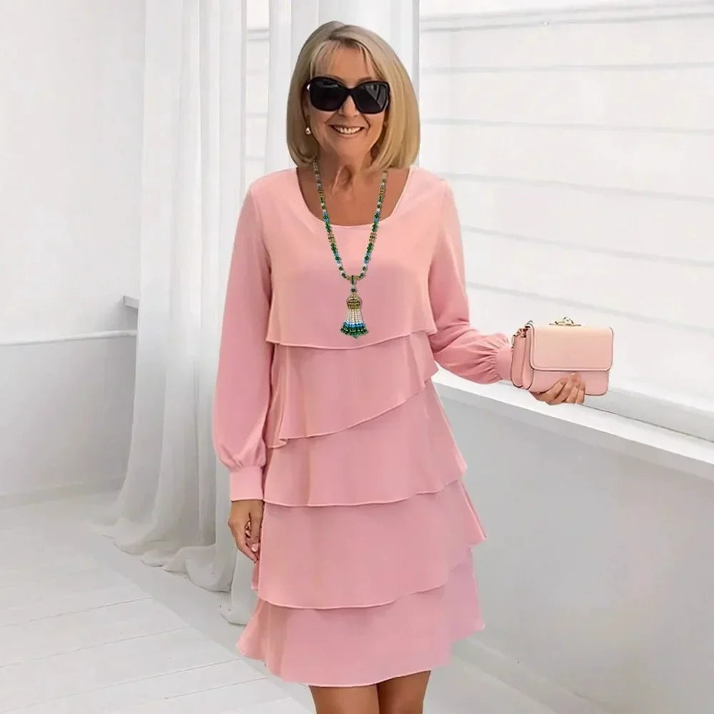 Margaret | Elegante Comfort Ruffle Jurk Lange Mouwen
