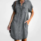Elisa - Denim Jurk Met Knoopsluiting En Casual Look