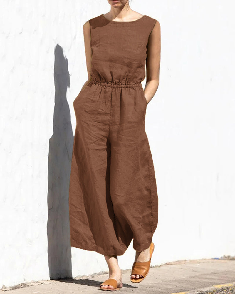 Norah - Mouwloze Jumpsuit Met Wijde Pijpen En Trendy Design