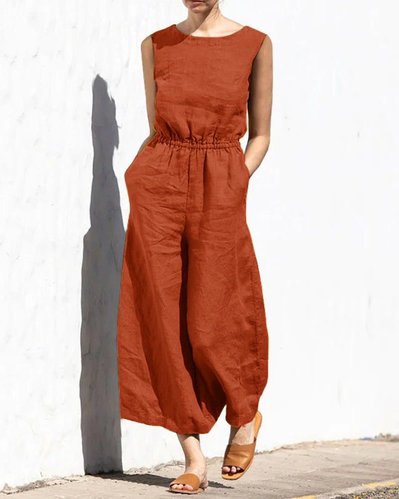 Norah - Mouwloze Jumpsuit Met Wijde Pijpen En Trendy Design