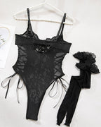 Christina™ | Transparante Kanten Body met Bloemenpatroon