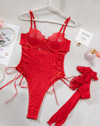 Christina™ | Transparante Kanten Body met Bloemenpatroon