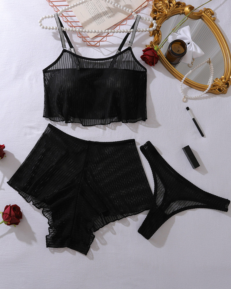 Manon™ | Transparante Lingerie Top & Pyjama Short