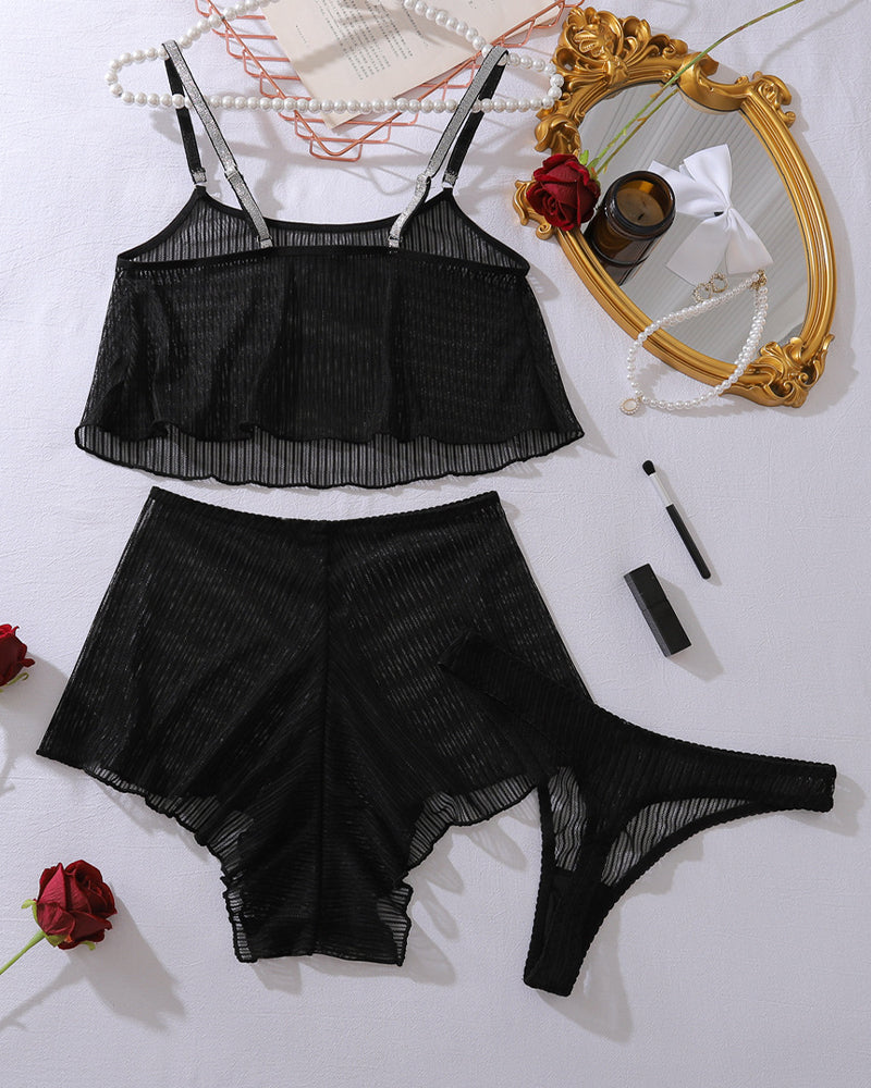 Manon™ | Transparante Lingerie Top & Pyjama Short