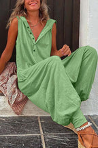 Luna - Effen Mouwloze Jumpsuit Met Capuchon En Relaxte Pasvorm