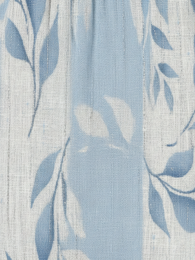 Solene | Mouwloze Midi-jurk met Blauwe Bladerenpatroon