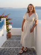 Cressida | V-Hals Korte Mouw Kruis Taille Midi Jurk