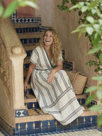 Thalassa | V-hals Korte Mouw Wikkel Taille Midi Jurk