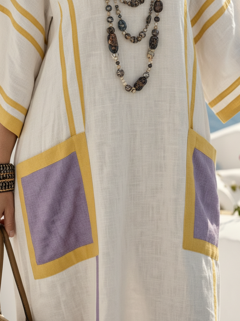 Zafira | V-hals Korte Mouw Pocket Maxi Jurk