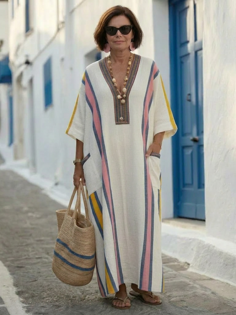 Noemi | V-Hals Halve Mouw Pocket Maxi Jurk