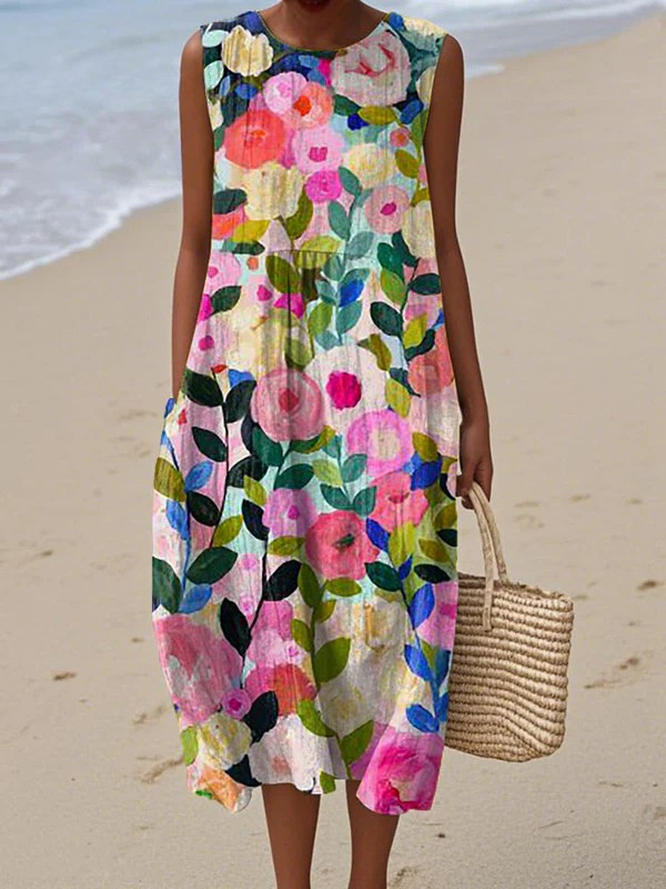 Lola™ | Bloemen Midi Jurk