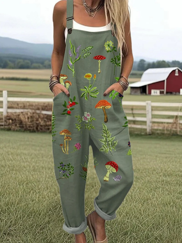 Natuur geïnspireerde borduursel jumpsuit