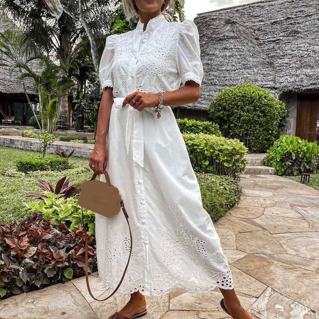 Esmée – Elegante Maxi-Jurk Met Een Vloeiend Silhouet, Van Katoen En Linnen